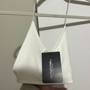 White tiny cord halter cropped